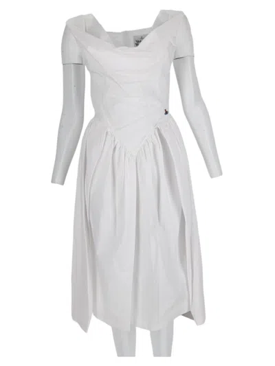 Vivienne Westwood Sunday Knee-length Off-shoulder Organic Cotton Dress In White