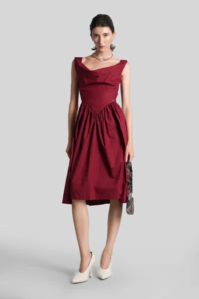 Vivienne Westwood Sunday Long Dress In Bordeaux Cotton In Burgundy