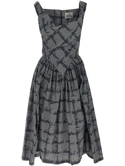 Vivienne Westwood Sunday Gingham Cotton Corset Midi Dress In Multi