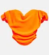 Vivienne Westwood Sunday Off-shoulder Crêpe Corset Top In Neon Orange
