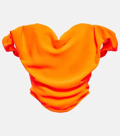 Vivienne Westwood Sunday Off-shoulder Crêpe Corset Top In Neon Orange