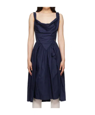Vivienne Westwood Navy Sunday Midi Dress In Black