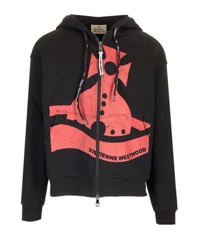 VIVIENNE WESTWOOD VIVIENNE WESTWOOD SUNKEN ORB ZIPPED HOODIE