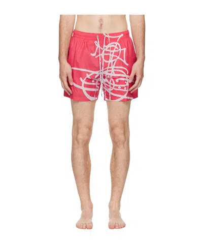 Vivienne Westwood Surf Boxer Swim Trunks In Red