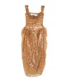Vivienne Westwood Sequin-embellished Draped Dress In Gold