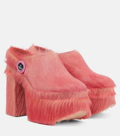 Vivienne Westwood Swamp Calf Hair Platform Clogs In Pink