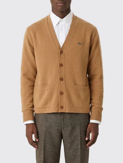 Vivienne Westwood Alex Logo Wool And Cashmere-blend Cardigan In Brown