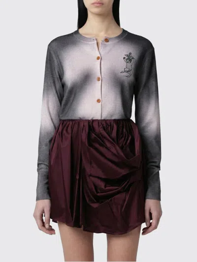 Vivienne Westwood Degrade Effect Cardigan Embroidered Detail In Gray