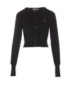 Vivienne Westwood Orb-embroidered Cropped Cardigan In Black