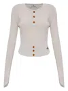 Vivienne Westwood Sleeve Button Cropped Ribbed Top In Neutral