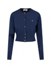 Vivienne Westwood Ribbed Crewneck Knitwear With Cuffs And Hem In Blue