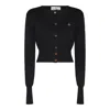 Vivienne Westwood Bea Black Cardigan With Orb Embroidery And Branded Button In Cotton And Cashmere Woman In Black