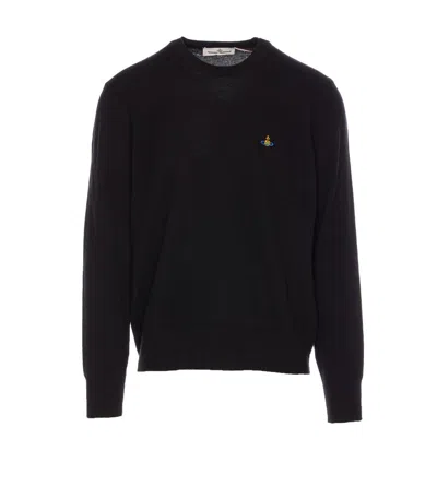 Vivienne Westwood Raglan Sleeve Black Sweatshirt With Embroidered Detail