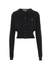 Vivienne Westwood Bea Black Cardigan With Orb Embroidery And Branded Button In Cotton And Cashmere Woman In Black