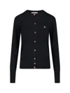 Vivienne Westwood Fitted Black Cardigan With Silk-wool Blend In Black