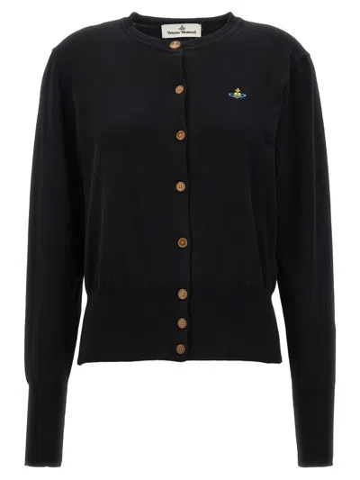 Vivienne Westwood Round Neckline Cardigan With Wooden Buttons In Black