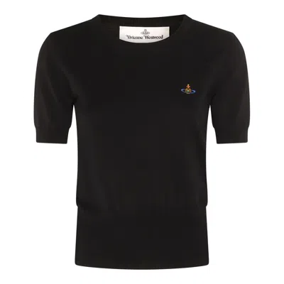 Vivienne Westwood Logo Embroidered Knitted Top In Black