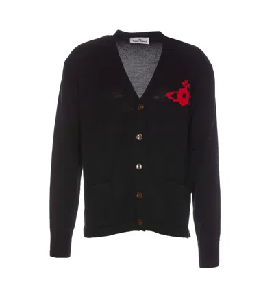 Vivienne Westwood Button-up V-neck Cardigan In Black