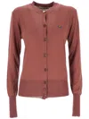 Vivienne Westwood Cardigan With Logo In Bordeaux