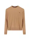 Vivienne Westwood Knitted Crew Neck Sweater Long Sleeves In Brown
