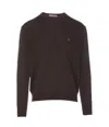 Vivienne Westwood Crewneck Sweater With Ribbed Cuffs And Hem In Brown