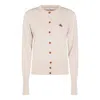 Vivienne Westwood Button-down Cardigan With Round Neckline And Embroidered Emblem In White