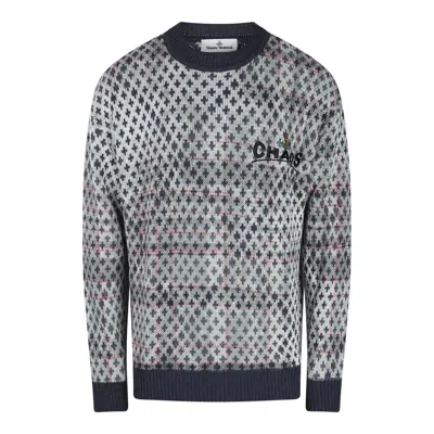 Vivienne Westwood Crew Neck Sweater With Ribbed Cuffs And Hem In Multi