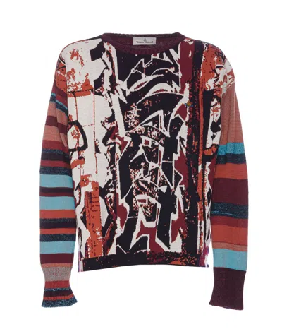 Vivienne Westwood Graffiti Pattern Knit Jumper In Bunt