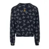 Vivienne Westwood Raglan Sweatshirt Allover Orb Felpa Navy-white Xl Unisex In Navy White