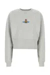 Vivienne Westwood Cropped Cotton Sweatshirt With Raglan Sleeves In Grey