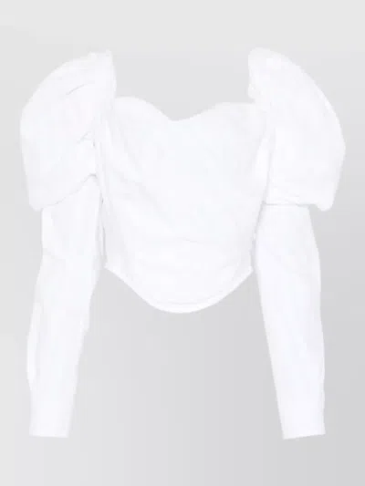 Vivienne Westwood Sweetheart Neckline Top Puff Long Sleeves In White