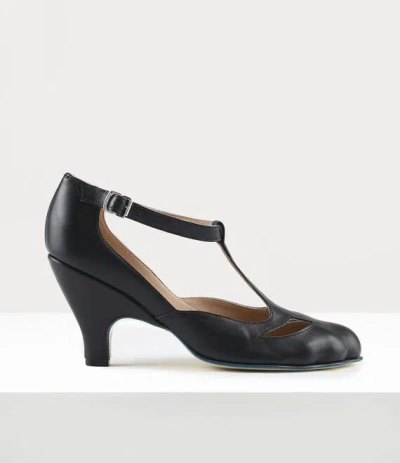 Vivienne Westwood T-bar Leather Black 5-38 Women