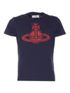 Vivienne Westwood Crew Neck Graphic Print Short Sleeve T-shirt In Blue