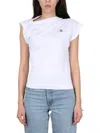 Vivienne Westwood Draped Design T-shirt With Cap Sleeves In White