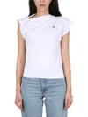 Vivienne Westwood Draped Design T-shirt With Cap Sleeves In White