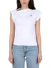 Vivienne Westwood Draped Design T-shirt With Cap Sleeves In White