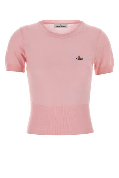 Vivienne Westwood Orb-embroidered Knitted T-shirt In Pink