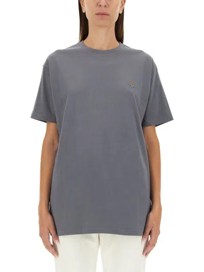 Vivienne Westwood Grey Logo Crew Neck T-shirt In Gray