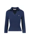 Vivienne Westwood Ribbed Collared Top Short Sleeves In Blue