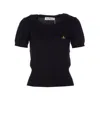 Vivienne Westwood Orb Embroidered Short-sleeved Knit Top In Black