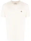 Vivienne Westwood White Crewneck T-shirt With Orb Logo Detail On The Front In Cotton Woman In Beige