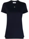 Vivienne Westwood Crewneck Embroidered Orb Logo Short Sleeves Top In Black