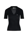 Vivienne Westwood Marina Knit Polo Shirt In Black