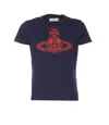 Vivienne Westwood Crew Neck Graphic Print Short Sleeve T-shirt In Blue