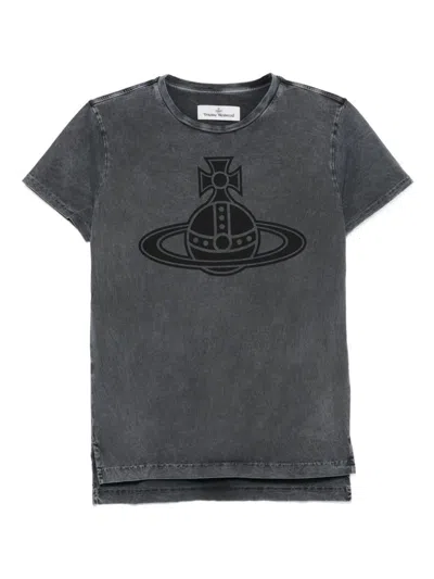Vivienne Westwood Graphic Print Round Neck Short Sleeve T-shirt In Gray