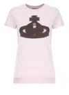 Vivienne Westwood Crew Neck Graphic Print Spray-paint Effect Top In Pink
