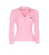Vivienne Westwood Long Sleeve Collared Polo Top Ribbed Texture In Pink