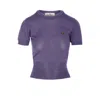 Vivienne Westwood Short-sleeve Wool-silk Blend Top With Round Neckline In Purple