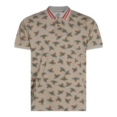 Vivienne Westwood Orb Logo Print Polo Shirt In Sand Overdye Orb