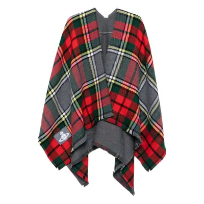 Vivienne Westwood Tartan Fringed Poncho In Multi